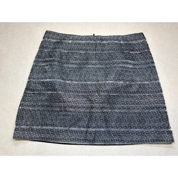 Armani Exchange Skirt 6 Gray Black Striped Pencil Straight Short Lightweight New - Picture 1 of 7